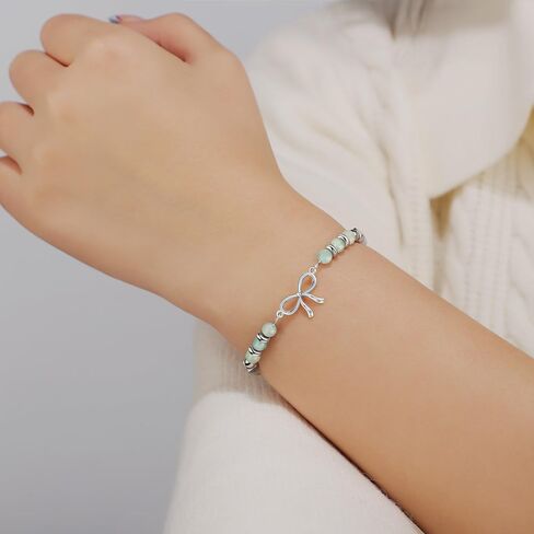 هدايا ابنة JoycuFF من الأم، هدايا التخرج هدية عيد ميلاد الأم للابنة، أفكار عيد الميلاد تقدم أساور القوس الأمازونيت للنساء in Kuwait