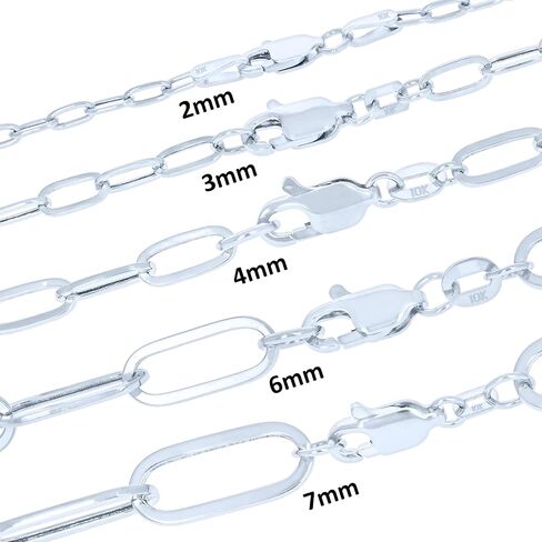 Nuragold 10k Real White Gold Paperclip 2mm Elongated Cable Link Bracelet (7"-8") Dainty Italian Jewelry for Men & Women in Kuwait