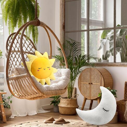 HyDren 2 Pcs Sun and Moon Plush Pillow 20.8'' 17.7'' Decorative Sofa Cushion Cute Soft Stuffed Throw Pillow Baby Children Nursery Decor Plush Toy Birthday Gift for Home Room Car Floor Decor in Kuwait
