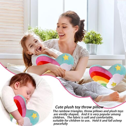 Heart Pillow Plush Toy Soft Rainbow Star Shaped Throw Pillow Gifts, 17"x13" in Saudi Arabia