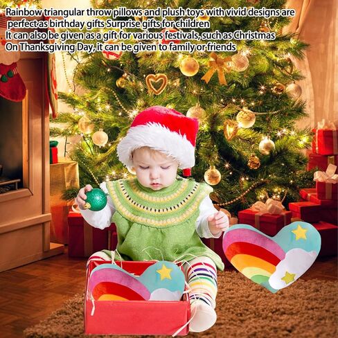 Heart Pillow Plush Toy Soft Rainbow Star Shaped Throw Pillow Gifts, 17"x13" in Saudi Arabia
