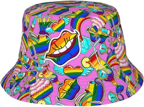 LGBT Rainbow Bucket Hat Gay Pride Sun Cap Pride Month Print Hats Summer Beach Cap Funny Bucket Hats for Men Women in Kuwait