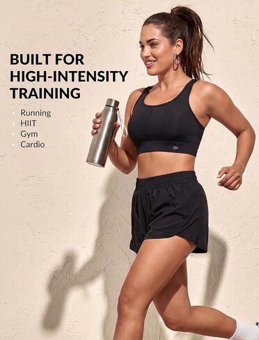 Yvette Racerback Sports Bras for Women High Impact, Maximum Support Wireless Running Bra for Large Breasts with Sewn in Pads in Kuwait