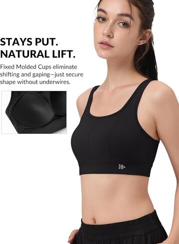 Yvette Racerback Sports Bras for Women High Impact, Maximum Support Wireless Running Bra for Large Breasts with Sewn in Pads in Kuwait
