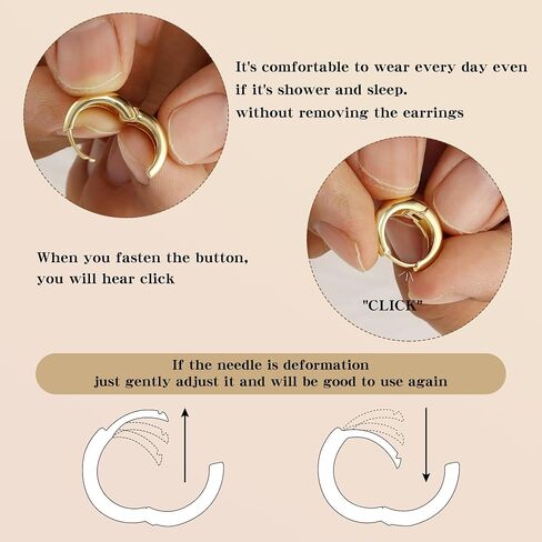 3Pairs Gold Hoop Earrings Set for Women Chunky Small Huggie Hoop Earrings Dainty Earring Hypoallergenic Lightweight and Compact Fashionable and Sturdy Suitable for Multiple Piercings in Saudi Arabia