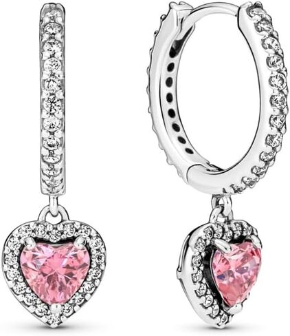 PANDORA Sparkling Halo Heart Hoop Earrings - Elegant Earrings for Women - Gift for Her - Made with Sterling Silver & Cubic Zirconia - With Gift Box in Kuwait