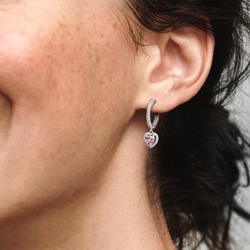 PANDORA Sparkling Halo Heart Hoop Earrings - Elegant Earrings for Women - Gift for Her - Made with Sterling Silver & Cubic Zirconia - With Gift Box in Kuwait