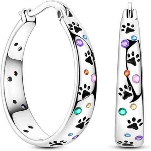 925 Sterling Silver Hoop Earrings for Women | Hypoallergenic Lightweight Twisted Huggie Earrings Colorful Cubic Zirconia Lever Back Pet Claws in Saudi Arabia