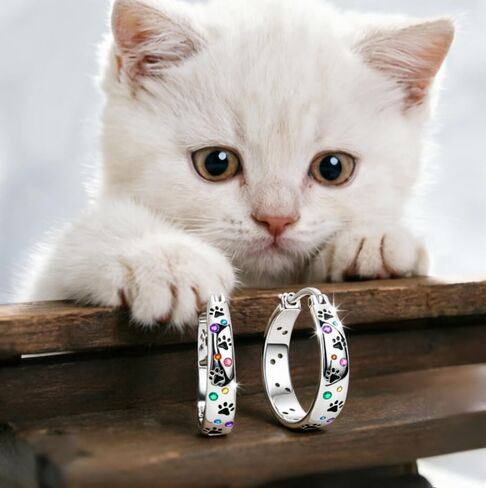 925 Sterling Silver Hoop Earrings for Women | Hypoallergenic Lightweight Twisted Huggie Earrings Colorful Cubic Zirconia Lever Back Pet Claws in Saudi Arabia