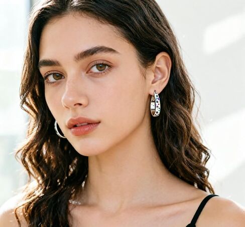 925 Sterling Silver Hoop Earrings for Women | Hypoallergenic Lightweight Twisted Huggie Earrings Colorful Cubic Zirconia Lever Back Pet Claws in Saudi Arabia
