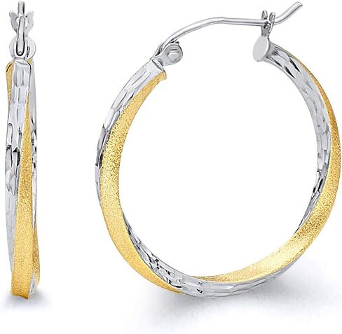 14k REAL Two Tone Gold 2.6mm Thickness Hinged Hoop Earrings (20 x 20 mm) in Kuwait