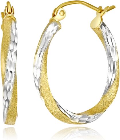 14k REAL Two Tone Gold 2.6mm Thickness Hinged Hoop Earrings (20 x 20 mm) in Kuwait