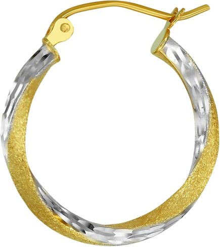 14k REAL Two Tone Gold 2.6mm Thickness Hinged Hoop Earrings (20 x 20 mm) in Kuwait