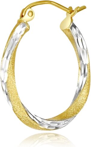 14k REAL Two Tone Gold 2.6mm Thickness Hinged Hoop Earrings (20 x 20 mm) in Kuwait