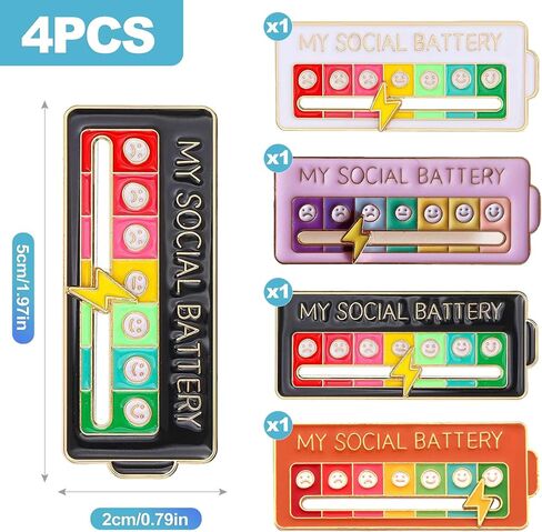 CoguZed 4 PCS Social Energy Slider Pin - Interactive Mood Meter Enamel Brooch for Introverts, Funny Aesthetic Lapel Badge for Office Coworkers, Novelty Decor for Jackets and Bags in Saudi Arabia