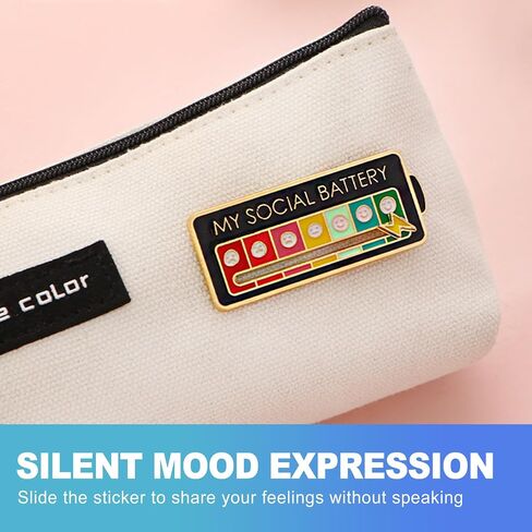 CoguZed 4 PCS Social Energy Slider Pin - Interactive Mood Meter Enamel Brooch for Introverts, Funny Aesthetic Lapel Badge for Office Coworkers, Novelty Decor for Jackets and Bags in Saudi Arabia