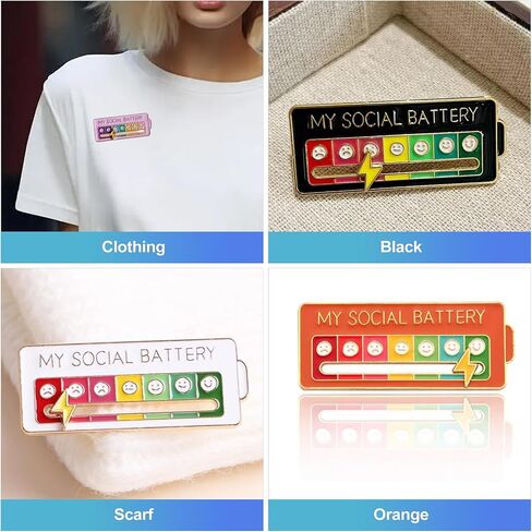 CoguZed 4 PCS Social Energy Slider Pin - Interactive Mood Meter Enamel Brooch for Introverts, Funny Aesthetic Lapel Badge for Office Coworkers, Novelty Decor for Jackets and Bags in Saudi Arabia