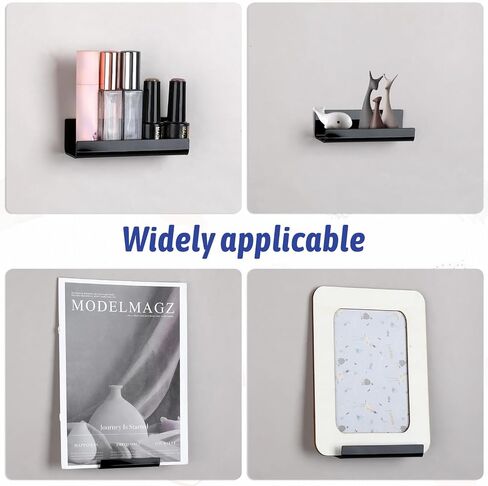 12Pcs Vinyl Record Wall Mount Shelves, 4 Inch Black Acrylic Album Display Shelf Durable Floating Wall Shelves for Record Storage, Album Display, Bookshelf, Picture for Study Room, Living Room in Saudi Arabia