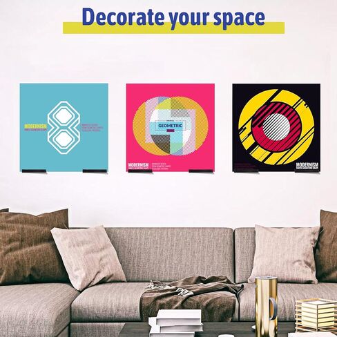 12Pcs Vinyl Record Wall Mount Shelves, 4 Inch Black Acrylic Album Display Shelf Durable Floating Wall Shelves for Record Storage, Album Display, Bookshelf, Picture for Study Room, Living Room in Saudi Arabia