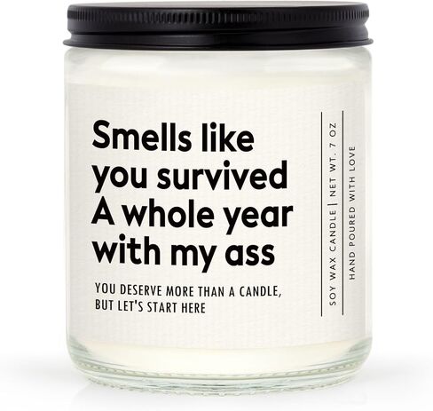 Funny 1 Year Anniversary Candle Gifts for Boyfriend, Girlfriend, One Year Anniversary Happy Gifts for Men, Women, Her, Him, Boyfriend, Girlfriend, Husband, Wife, Lavender, ‎Soy Wax in Saudi Arabia