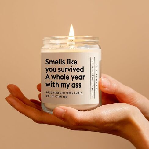 Funny 1 Year Anniversary Candle Gifts for Boyfriend, Girlfriend, One Year Anniversary Happy Gifts for Men, Women, Her, Him, Boyfriend, Girlfriend, Husband, Wife, Lavender, ‎Soy Wax in Saudi Arabia
