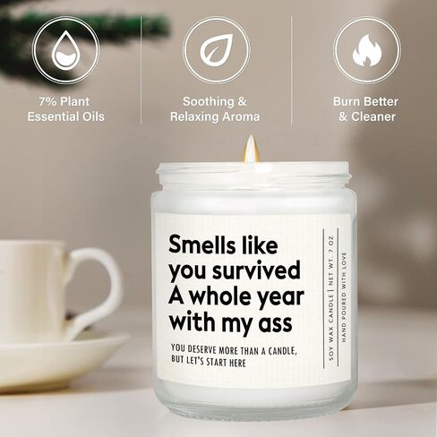 Funny 1 Year Anniversary Candle Gifts for Boyfriend, Girlfriend, One Year Anniversary Happy Gifts for Men, Women, Her, Him, Boyfriend, Girlfriend, Husband, Wife, Lavender, ‎Soy Wax in Saudi Arabia