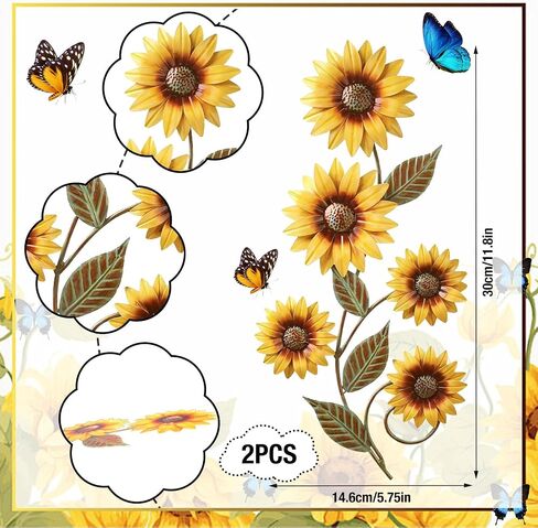 WHOIQTME 2Pcs Metal Flower Wall Decor 3D Colorful Metal Wall Art, Rustic Flower Bathroom Decor, Vintage Hanging Flowers Art Fence Decoration for Home Kitchen Indoor Outdoor Living Room Garden Yard in Saudi Arabia