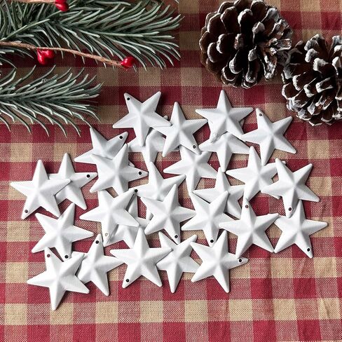 MGSYPHOME 1.25-Inch White Mini Metal Barn Star Wall Art Home Decorative Accents, Metal Stars for Crafts, Handmade Accessory, Set of 27（matte white in Saudi Arabia