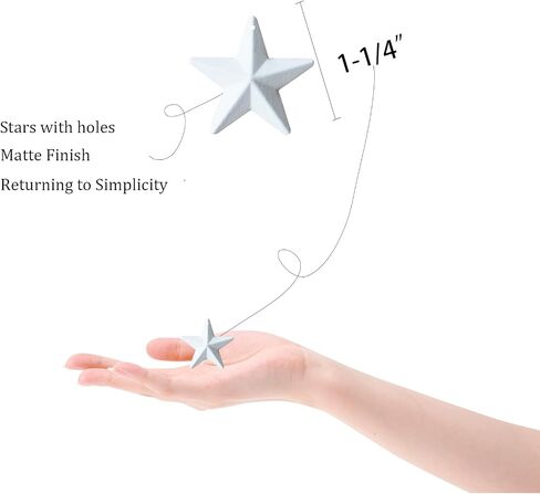 MGSYPHOME 1.25-Inch White Mini Metal Barn Star Wall Art Home Decorative Accents, Metal Stars for Crafts, Handmade Accessory, Set of 27（matte white in Saudi Arabia