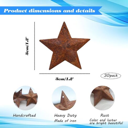 OMQIHQ Metal Stars, Craft Items Rusted Mini Stars, 30 Pieces of 1-Inch Decorations for Vintage Farmhouse Christmas Wall Home Decoration, 3D Metal in Kuwait