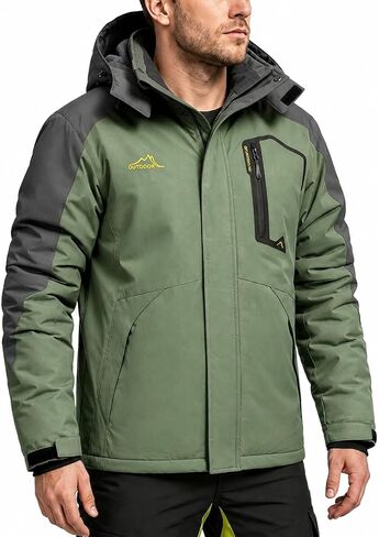 INVACHI Men's Waterproof Ski Snow Jacket Warm Winter Quilted Coat Parka Raincoats With Multi-Pockets in Kuwait