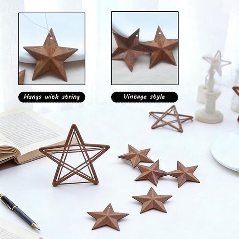 OMQIHQ Metal Stars, Craft Items Rusted Mini Stars, 30 Pieces of 1-Inch Decorations for Vintage Farmhouse Christmas Wall Home Decoration, 3D Metal in Kuwait