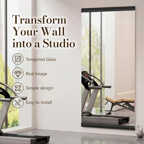 brisafe Home Gym Mirror, 72X36 Inch(Each)-2PCS Large Frameless Tempered Glass Full Body Wall Mounted Mirror for Gym, Yoga, Exercise, Dance Studio in Saudi Arabia