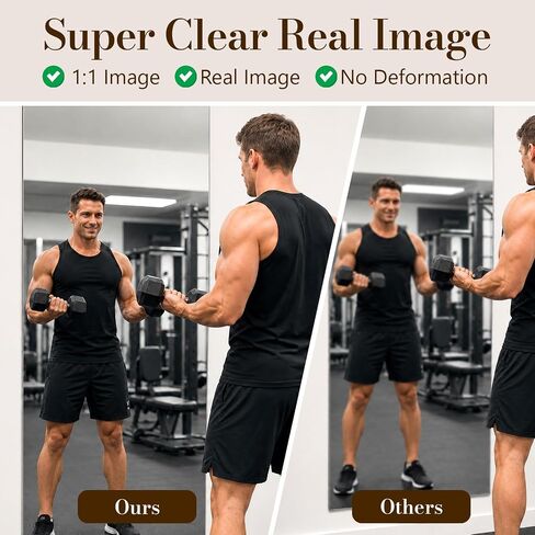 brisafe Home Gym Mirror, 72X36 Inch(Each)-2PCS Large Frameless Tempered Glass Full Body Wall Mounted Mirror for Gym, Yoga, Exercise, Dance Studio in Saudi Arabia