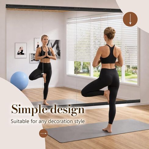 brisafe Home Gym Mirror, 72X36 Inch(Each)-2PCS Large Frameless Tempered Glass Full Body Wall Mounted Mirror for Gym, Yoga, Exercise, Dance Studio in Saudi Arabia