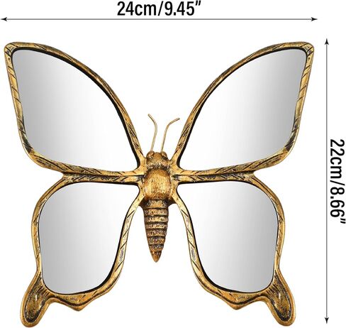 Butterfly Mirror Wall Decor - Gold Resin Small Wall Mounted Sculpture, Creative Insect Themed Bug Animals Beetle Mirror, Ideal Home Decoration Gift, Retro Art for Bedroom Living Room Balcony Corridor in Saudi Arabia