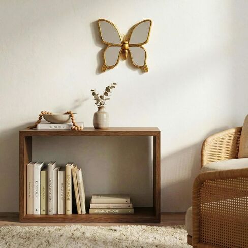 Butterfly Mirror Wall Decor - Gold Resin Small Wall Mounted Sculpture, Creative Insect Themed Bug Animals Beetle Mirror, Ideal Home Decoration Gift, Retro Art for Bedroom Living Room Balcony Corridor in Saudi Arabia