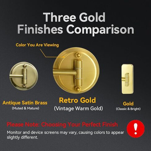 GURUN 8" Wall Mounted Makeup Mirror,Magnifying Dual-Side Mirror,| 360° Rotation & Extended Arm Bathroom Mirror| 14" L x 14" W Retro Gold-led Light 7X M1406DGJ(8",7X) in Saudi Arabia