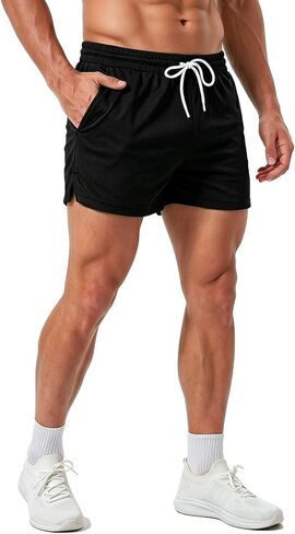 Mens Mesh Running Shorts 3 Inch Quick Dry Gym Athletic Workout Training Shorts for Men with Pockets in Kuwait