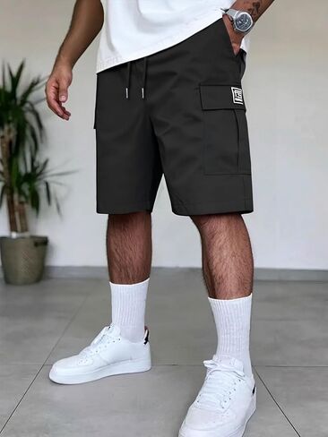Men's Cargo Shorts Casual Drawstring Elastic Waist Summer Shorts with Multi Pockets in Kuwait