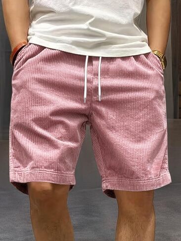 Men's Summer Corduroy Shorts, Stylish Outdoor Sports Pants for Young Men, Solid Color Versatile Casual Trousers for Summer in Kuwait