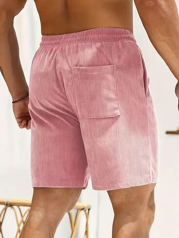 Men's Summer Corduroy Shorts, Stylish Outdoor Sports Pants for Young Men, Solid Color Versatile Casual Trousers for Summer in Kuwait