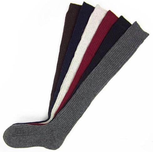 PartyKindom Cute Socks for Women Thick Warm Wool Stockings above Knee Socks for Girls Grey in Kuwait