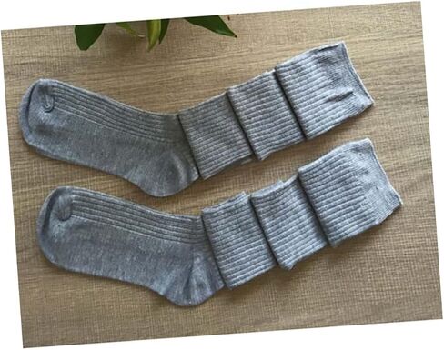 PartyKindom Cute Socks for Women Thick Warm Wool Stockings above Knee Socks for Girls Grey in Kuwait