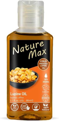 Nature Max Lupine Oil Essential Oils Natural Undiluted Pure for Hair and Skin Care Cold Pressed Premium (1 Pack = 2.70 oz / 80 ml) زيت الترمس in Kuwait
