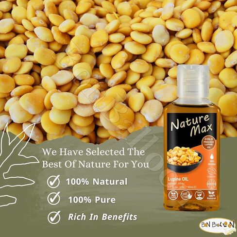 Nature Max Lupine Oil Essential Oils Natural Undiluted Pure for Hair and Skin Care Cold Pressed Premium (1 Pack = 2.70 oz / 80 ml) زيت الترمس in Kuwait