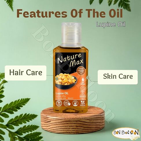Nature Max Lupine Oil Essential Oils Natural Undiluted Pure for Hair and Skin Care Cold Pressed Premium (1 Pack = 2.70 oz / 80 ml) زيت الترمس in Kuwait