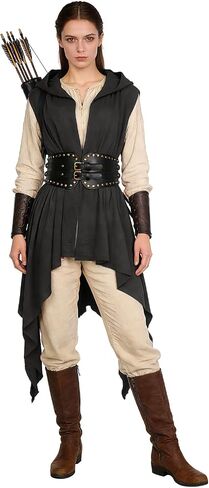 Women's Renaissance Hooded Surcoat Sleeveless Medieval Tunic Cloak for LARP Halloween in Saudi Arabia