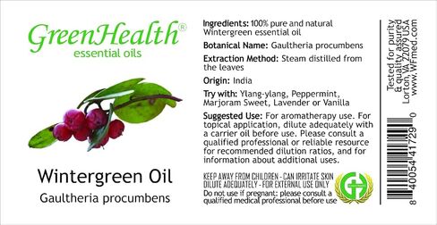GreenHealth Wintergreen 100% Pure & Natural Essential Oil - 8oz - Shipped with Child Resistant Cap in Kuwait