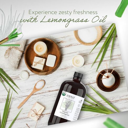 HBNO Organic Lemongrass Essential Oil - 32 oz (950ml) Large Size - Ideal for Shampoos, Conditioners, Mouth Washes, Face wash, Lotions, and Skin Care Products. in Kuwait